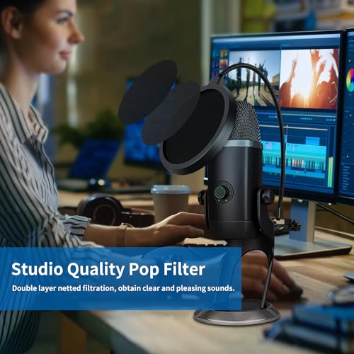 Professional Pop Filter,Liyirui 6" Mic Pop Filter,Dual Layered Studio Pop Filter Mask Shield with C-Clamp,360° Gooseneck Clip Stabilizing Arm For Microphone,Boom Arm,Stands (Pop Filter Only)
