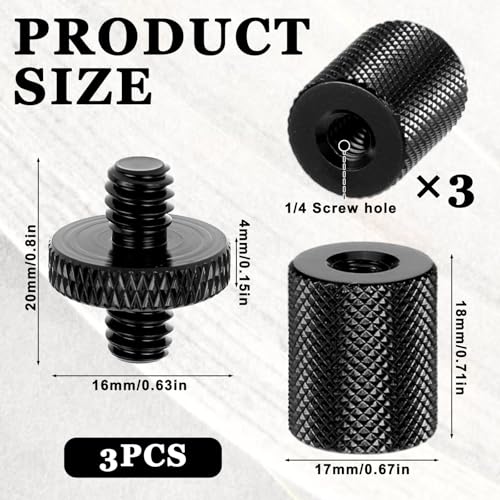 6 Pack 1/4" to 1/4" Threaded Tripod Screw Adapter, Double Sided Standard Mounting Thread Converter Monopod Shoulder Rig Tripod Screw Adapter Female Adapters Set for Camera Cage Mount Light Stand