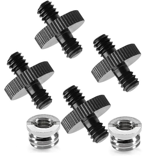 Aluminum 1/4" Male to 1/4" Male Threaded Tripod Screw Adapter Double Sided Standard Mounting Thread Converter for Camera Cage Mount
