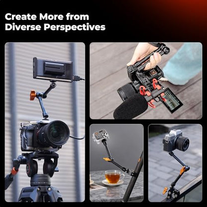 K&F CONCEPT 2-Pack 9.8" Magic Arm, 1/4" Screw Camera Mount Arm 360° Ball Heads for DSLRs, Monitor, Flash, LED Light, Microphone, Camera Cage, Action Camera - style: 9.8" Dual Arm