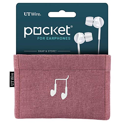 UT Wire Pocket Snap & Store Earphone Case Pouch, Dusty Rose with Solid Grey Interior - color: Dusty Rose/Grey, size: Earbud Case