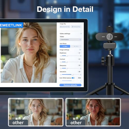 EMEET NOVA 4K Webcam with Tripod - 4K UHD, PDAF Autofocus, Adjustable Heights with 360° Swivel Head, 2 Noise-Cancelling Mics, USB Plug&Play, Privacy Cover, Ideal for Online Meetings&Live Streaming - style: 4K Tripod 360° Swivel