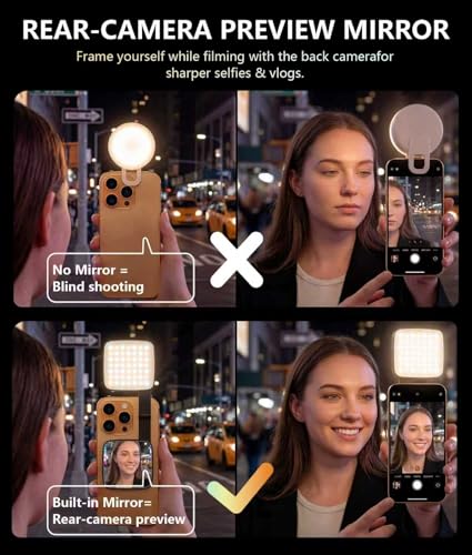 LOUERN Magnetic Dual-Sided Selfie Light Compatible with MagSafe iPhone, 42LEDs per Side, CRI95+ Rechargeable Portable & Foldable Phone Light with Mirror for TikTok, Vlogging, Zoom Calls, Photography - size: Square