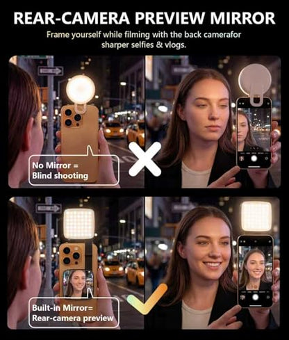 LOUERN Magnetic Dual-Sided Selfie Light Compatible with MagSafe iPhone, 42LEDs per Side, CRI95+ Rechargeable Portable & Foldable Phone Light with Mirror for TikTok, Vlogging, Zoom Calls, Photography - size: Square