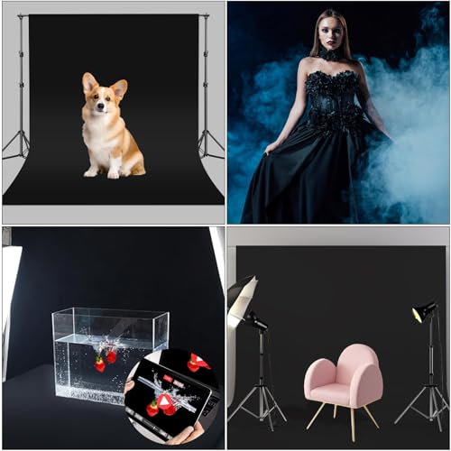 UTEBIT 10X10 FT Black Backdrop Background for Photography (Backdrop Only) | Thick Polyester Fabric Photo Back Drop Curtain Screen, Photographic Studio Photo Backgrounds for Portraits Party Video Studio