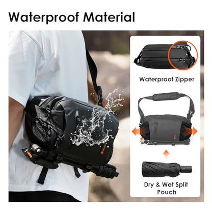 TARION Urban Camera Sling Bag - Waterproof 5.5L Crossbody Bag with Expandable Wet/Dry Separation Pocket & Tripod Strap - XProber - size: XProber (5.5 Liters)