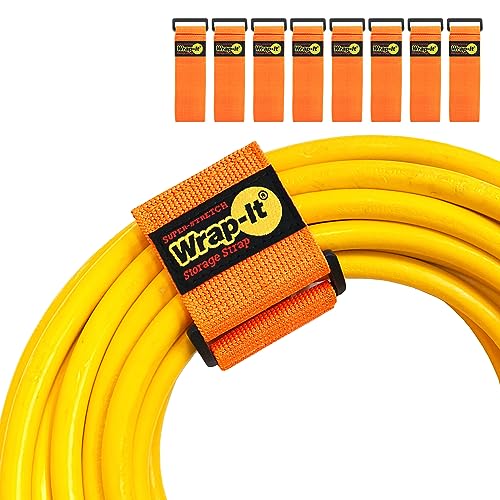 Super-Stretch Wrap-It Storage Straps - 12" (8-Pack) Orange - Elastic Hook and Loop Cinch Straps Extension Cord Organizer Hose and Cables Wraps - color: Blaze Orange, size: 12" (8 Pack)