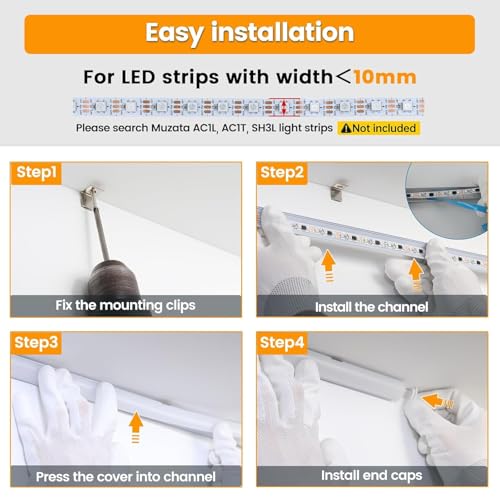 Muzata 20Pack 6.6FT/2M V Shape LED Channel Silver Aluminum LED Strip Diffuser Channel with Milky White Cover Frosted Corner Lighting Easy Installation V1SW WW 2M - size: 2M 20P