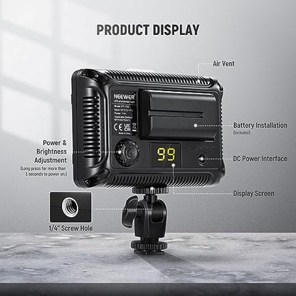 Neewer on Camera Video Light Photo Dimmable 176 LED Panel with 1/4" Thread for Canon, Nikon, Sony and Other DSLR Cameras, 5600K (Battery Not Included)