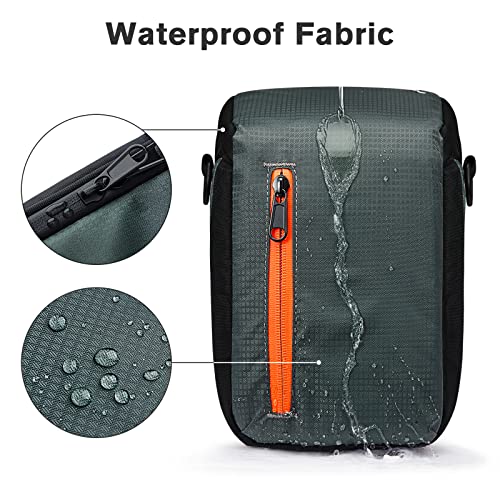 S-ZONE Camera Insert Bag Waterproof Lens Cube Case Compatible with Nikon Canon | Bottom and Side Zipper Openings, Adjustable Shoulder Strap, Compatible with Nikon Canon - color: dark green
