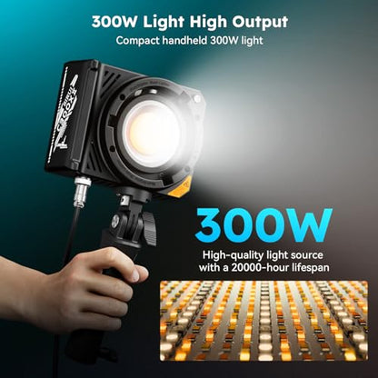 SIRUI C300XII 310W Portable LED Video Light - Ultra Lightweight 0.96kg, App & Bluetooth Control, V-Mount/AC/DC Power, 2700-6500K CCT for Studio/Outdoor - size: C300X II