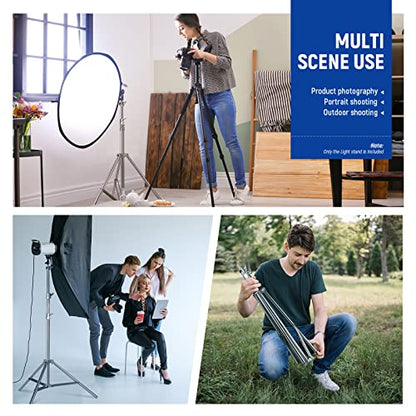NEEWER 7.2ft/2.2m Stainless Steel Light Stand, Spring Cushioned Heavy Duty Photography Tripod Stand with 1/4” to 3/8” Screw Adapter for Strobe,LED Video Light,Ring Light, Monolight, Softbox - style: ST-220SS