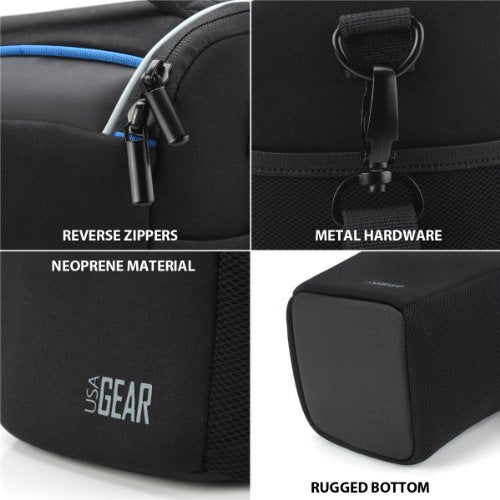 USA Gear DSLR Camera Case for Men and Women with Top Loading Accessibility, Adjustable Shoulder, Small Camera Sling Bag, Travel Padded Handle - Camera Holster Bag for Nikon, Canon, Panasonic (Black) - color: Black