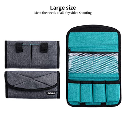 Selens DSLR Battery Case - 4 Pocket Pouch for NP-FZ100, LP-E6, AA, LP-E8, LP-E10, LP-E12, EN-EL14, EN-EL15, NP-FW50, NP-F550, NP-FM500H Batteries & SD Cards - size: large
