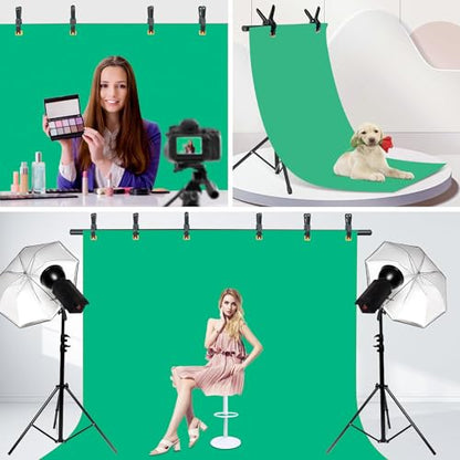 T-Shape Portable Backdrop Stand – 8x5.2ft Adjustable Photo Background Stand Kit, Sturdy Small Back Drop Holder with 6 Spring Clamps, Sandbag, Carry Bag for Party, Photography and Video Studio