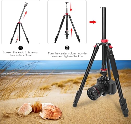 CAVIX 78.7 inch/200cm Aluminum Tripod, 2-in-1 Travel Tripod and Monopod Combo, Foldable 4-Section Lightweight with 360°Ball Head and Quick Release Plate, Load Capacity 22 lbs for DSLR Camcorder - size: Aluminum Alloy(78.7")