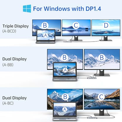LIONWEI Laptop Docking Station 13 in 1 - Dual HDMI+DisplayPort+10Gbps, 6 USB C/A, 100W PD, Ethernet, SD/TF, Audio, USB C Hub for MacBook/Dell/HP/Surface - color: 13 IN 1(2 HDMI+DisplayPort)