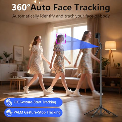 Auto Face Tracking Tripod with Light, 63" Foldable Selfie Stick for iPhone, Phone Tripod Stand with Remote, Phone Holder Tripod for TikTok Content Creator Vlog Video Recording - size: Tracking Tripod with 2 Square Light