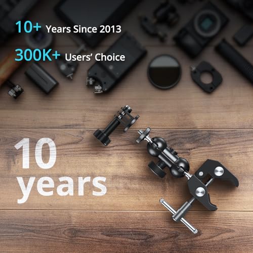 SMALLRIG Super Camera Clamp Mount 2-Pack, Double Ball Head Magic Arm Adapter, Fence/Desk/Tripod Mount for Monitor/Light/Camera, for Insta360, for Gopro, for Osmo Pocket 3, 5321 - style: Clamp 2 Pack