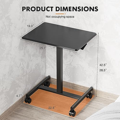 Sweetcrispy Mobile Rolling Desk with Lockable Wheels, Small Standing Laptop Desks, Sit Stand Adjustable Height Table Portable, Computer Workstations for Home Office, Black - color: Black