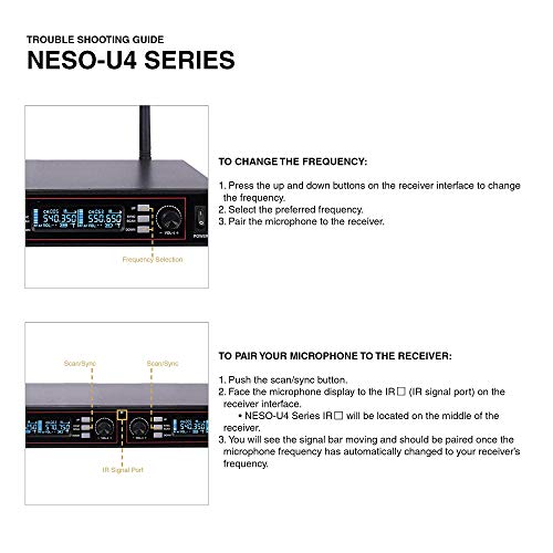 Sound Town 200-Channel Rack Mountable Professional Adjustable UHF Wireless Microphone System with Metal Receiver, 2 Handheld Mic, 2 Lavalier Mic, 2 Bodypack Transmitter (NESO-U4HL) - color: Matte & Jet Black