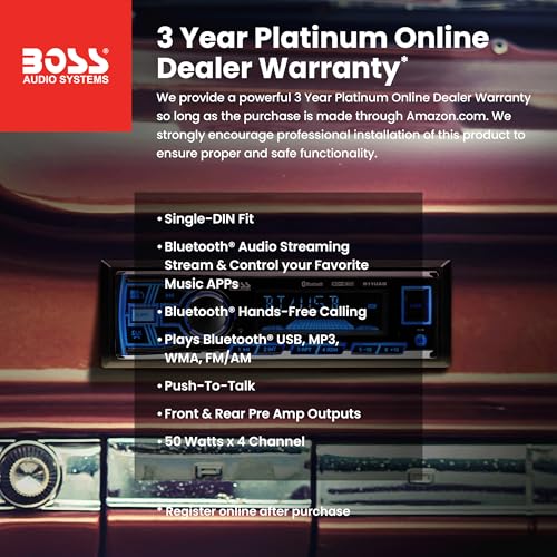 BOSS Audio Systems 611UAB Car Stereo - Single Din, Bluetooth, No CD DVD Player, AM/FM Radio Receiver, Aux Input, USB - style: 611UAB Bluetooth
