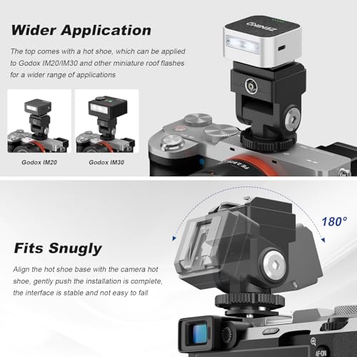 Hot Shoe Riser Adapter for Godox IM30 IM20 IM22 Mini Flash, Raises Flash Height to Reduce Lens Shadow with Zoom or Wide-Angle Lenses, Compatible with Zeniko ZF04 ZF08 Flash