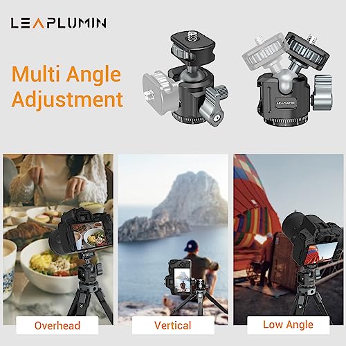 Ball Head for Phone Mount,Aluminum Ball Head with Cold Shoe，360°Panoramic Rotating Mount Base Adapter with 1/4” Screw for Phone Mount/Tablet Mount-Max Load 2.5kg/5.5lb