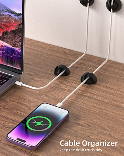Cable Holder Cable Clips, 14 Packs Multi-Purpose Cable Management Cable Organiser Set for Desk, Audio Cable, Power Cord, USB Charging Cable (Black-14pcs)