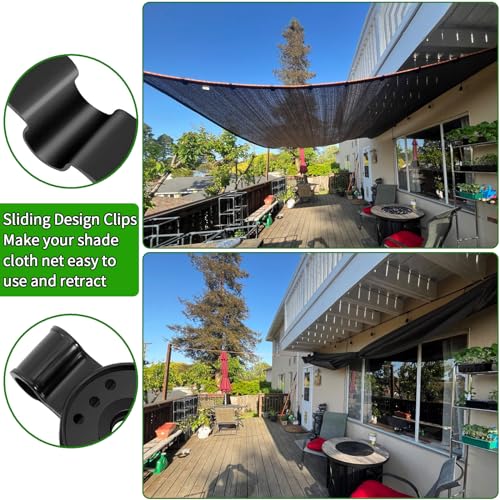 100Pcs Shade Cloth Clips, Black Plastic Heavy Duty Sun Shade Clips for Sun Shade Net, Gardening Shade Cloth, Anti Bird Netting, Removable & Reusable Windproof Awning Clamp (Black-100PCS) - color: Black-100pcs