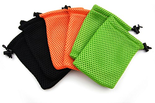 ALL in ONE 6pcs Nylon Mesh Drawstring Bag Pouches for Mini Stuff Cellphone Mp3 9x14cm (3.5x5.5 Inch) (Mixed Clor) - color: Mixed Clor