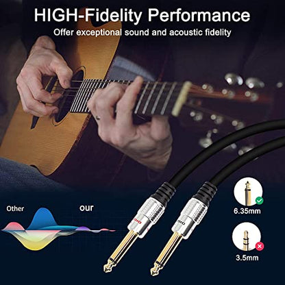 XMSJSIY 6.35mm 1/4" TS Male to Dual 6.35mm 1/4" TS Male Mono Stereo Y Cable Splitter Cord - 50cm