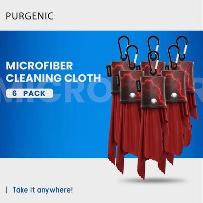 Microfiber Cloth & Glasses Wipes (6 Pack) Lens & Glasses Cleaning Cloth - Eye Glass Clean Cloths - Eyeglass Cleaning Cloth - Glass Cleaning Cloth - Camera Lenses & Gadget Delicate Screens - Red - color: Red Lightning, size: 6 Pack
