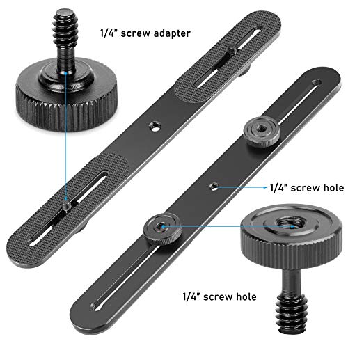 EXMAX® Flash Bracket Holder for 1/4" Screw Tripod Light Stand DSLR Camera Aluminum Alloy, 1/4" Screw Mount Dual Mount Extension Bar for DSLR Camera, Tripod, Light Stand, LED Video Light, Speedlight