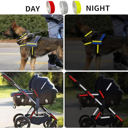 Reflective Tape, 3 Rolls, Red/White/Green, 1" x 10 ft Each | High-Vis Waterproof Self-Adhesive Safety Tape for Trailers, Vehicles, Clothing, Outdoor Night Visibility, 30 ft Total