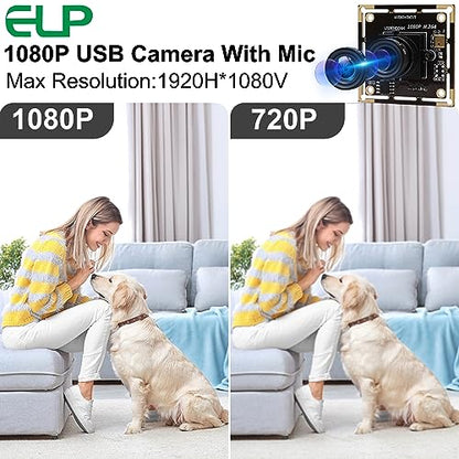 ELP 3.6mm Lens Raspberry Pi 1080P H.264 Microphone PC Web USB Security Camera for Computer Mini UVC USB2.0 Video Audio Webcam Board 2MP CMOS AR0330 Lightburn Laser Camera for Laptop - size: 3.6mm lens