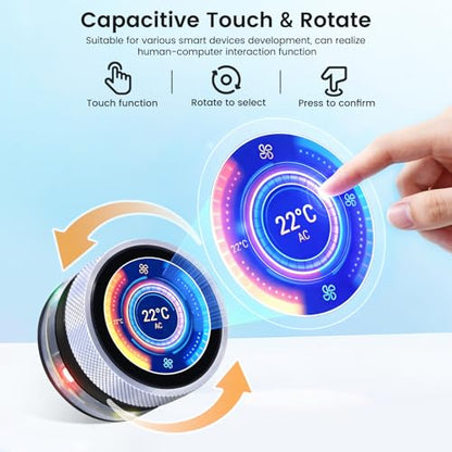 ELECROW ESP32 Rotary Display 240x240-1.28 Inch HMI IPS Round Knob Touch Display Development Board, 2.4G WiFi and BLE Capacitive Touch Screen Compatible with Arduino IDE and The LVGL Library, Silver - size: 1.28" ESP32 Rotary Display