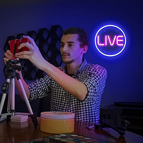 Lumoonosity Live Neon Sign - Blue&Pink LED On Air Light for Streamers/Influencers/Gamers - Streaming/Recording Live Neon Signs for Studio, Game Room, Bedroom - style: LIVE