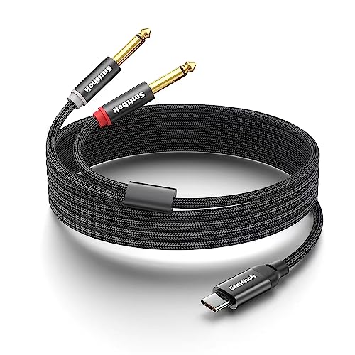 Smithok USB C to Dual 6.35mm 1/4 inch Stereo Splitter Y Cable, USB Type C to Dual 6.35mm 1/4 inch TS Audio Cord for iPhone 15 Series,Smartphone,Tablet,Laptop, Amplifier, Speaker(6.6 ft/2m) - size: 6.6ft(2m)