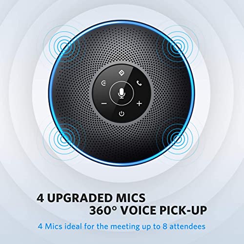 EMEET Bluetooth Speakerphone M2 Black Conference Speaker for 5-8 People Business Conference 360º Voice Pickup 4 AI Microphone Self-Adaptive Conference Call Speaker Skype USB Speakerphone - style: M2-8 People