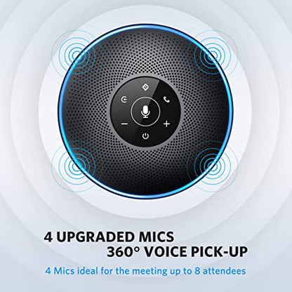 EMEET Bluetooth Speakerphone M2 Black Conference Speaker for 5-8 People Business Conference 360º Voice Pickup 4 AI Microphone Self-Adaptive Conference Call Speaker Skype USB Speakerphone - style: M2-8 People
