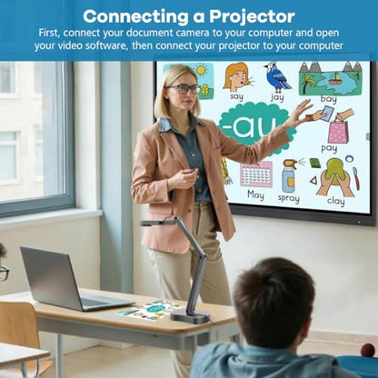 4K USB Document Camera & Webcam for Teachers: 8MP USB with 3-Level LED Light & Mic & Image Invert,Fold, A3 Format for Teaching in Classroom/Distance Learning Educators(Mac/Windows/Chromebook