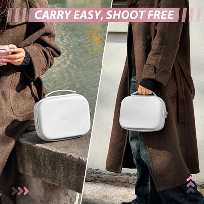 Hard Storage Case Compatible with Fujifilm Instax Mini 12/11/90/SQ1/SQ40/EVO Instant Camera, Holds Fuji Film & Accessories with 3 Dividers,Ideal for Home & Travel (White) - color: White