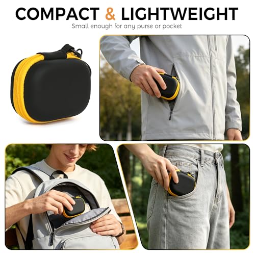 Small Hard Carrying Case for Kodak CHARMERA Keychain Digital Camera, Waterproof Protective Storage Pouch for Mini Keychain Camera Accessories, with Mesh Pocket & Sturdy Metal Hook (Black)
