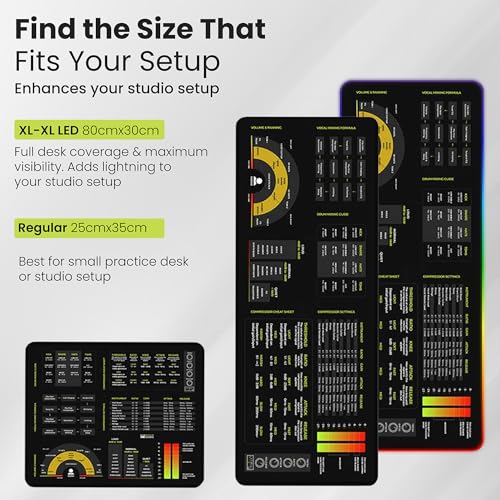 Mixing Mastering Cheat Sheet Mousepad Regular (XXL with LED (800x300mm)) - size: XXL with LED (800x300mm)