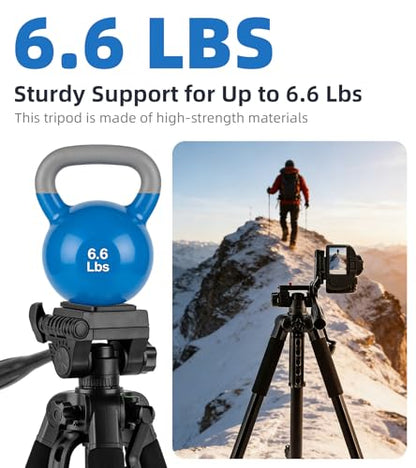 72'' Camera Tripod, Aluminum Lightweight Portable Tripods Stand with Carry Bag, Professional Travel Complete Tripod for DSLR Cellphone Live Streaming Vlog - size: 72in(Alu)