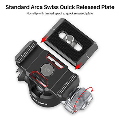 ULANZI U-80L Metal Ball Head Camera Mount Arca Swiss 360 Rotating with Quick Release Plate & Cold Shoe, 22lbs/10kg Load for 1/4" Tripod, Monopod, DSLR