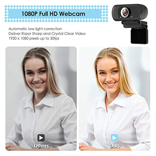 ToLuLu 1080P Webcam with Microphone, HD Webcam Web Camera with Tripod Stand, Widescreen USB Computer Camera, Streaming Mic Web cam for Online Calling/Conferencing,Facetime/YouTube Desktop Laptop PC - style: 1080P Webcam with Cover & Tripod