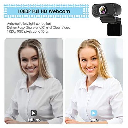 ToLuLu 1080P Webcam with Microphone, HD Webcam Web Camera with Tripod Stand, Widescreen USB Computer Camera, Streaming Mic Web cam for Online Calling/Conferencing,Facetime/YouTube Desktop Laptop PC - style: 1080P Webcam with Cover & Tripod