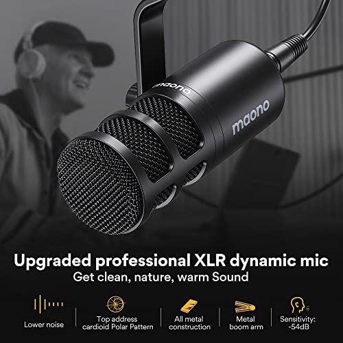 MAONO Podcast Equipment Bundle 10 Channel Audio Interface and XLR Dynamic Microphone MaonoCaster with Pro-preamp, 48V, Bluetooth for Podcast, Streaming, TikTok, Youtube, PC, Smartphone (AME2C Pro)